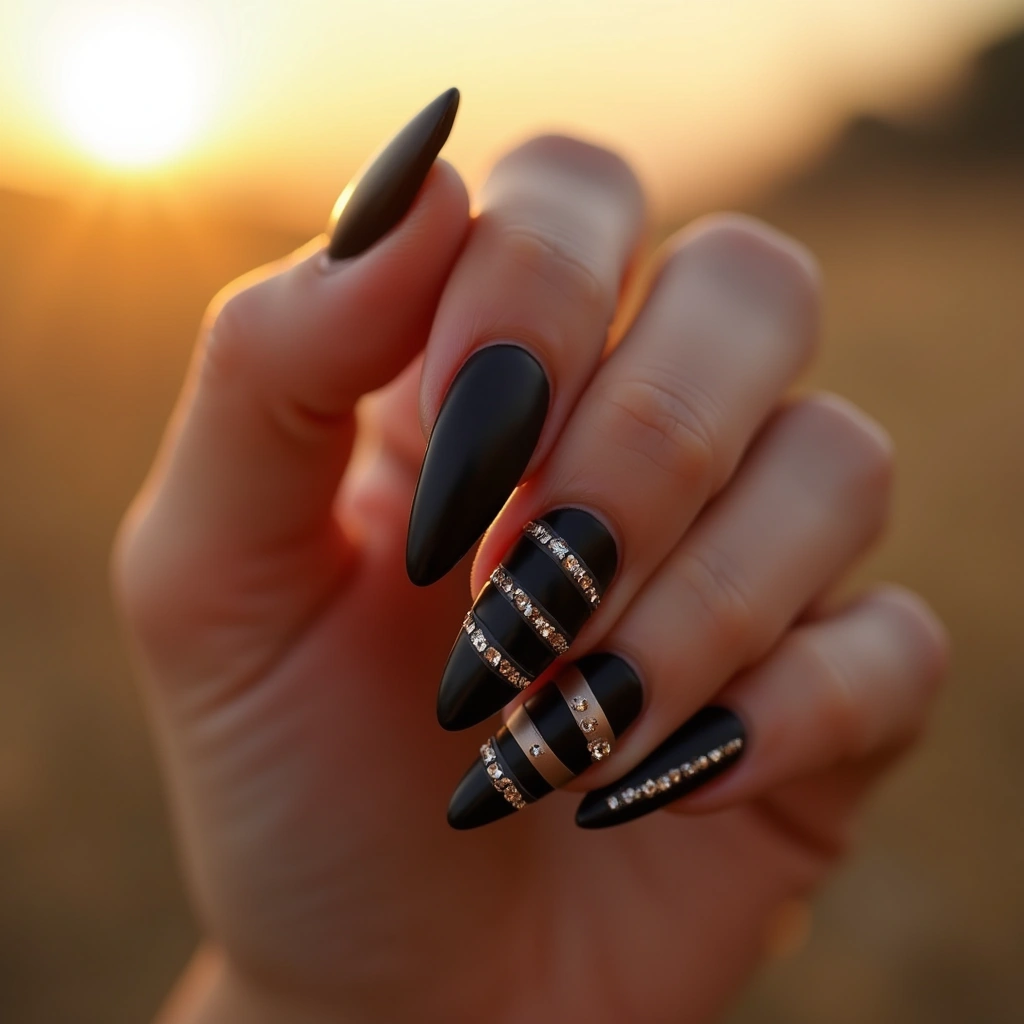 Glamorous Black And Nude Stripes