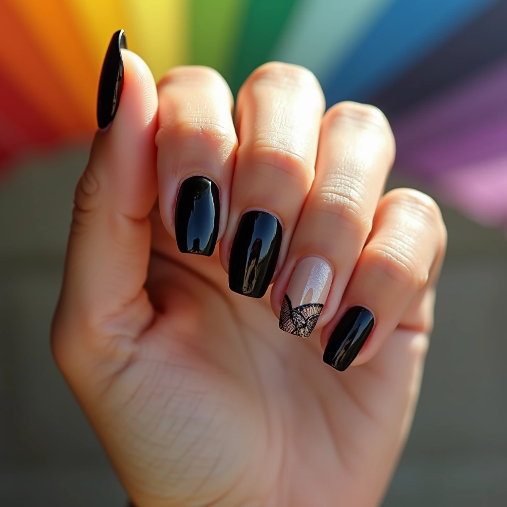 Elegant Black And Nude Ombre