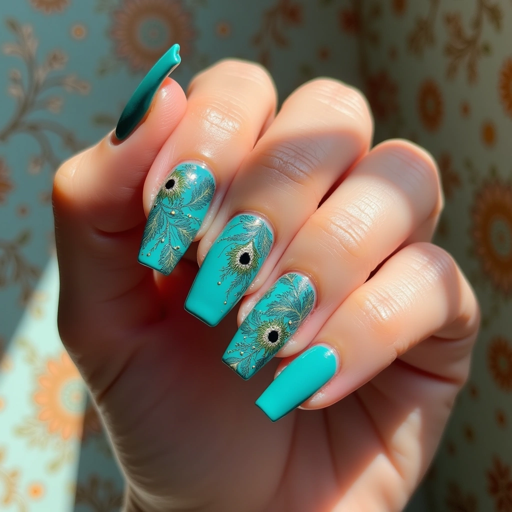 Turquoise Henna Peacock