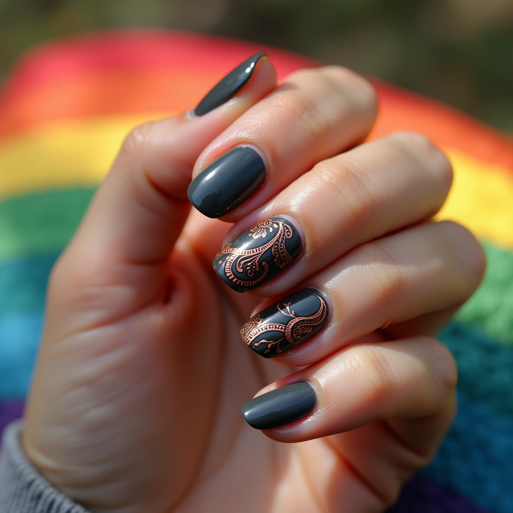 Charcoal Henna Paisley