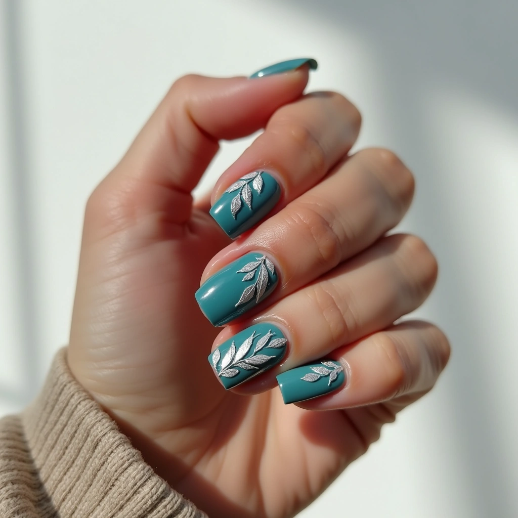 Organic Teal Blue And Silver