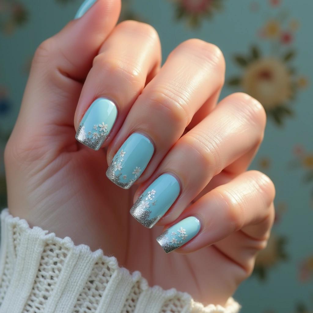 Whimsical Pastel Blue And Silver