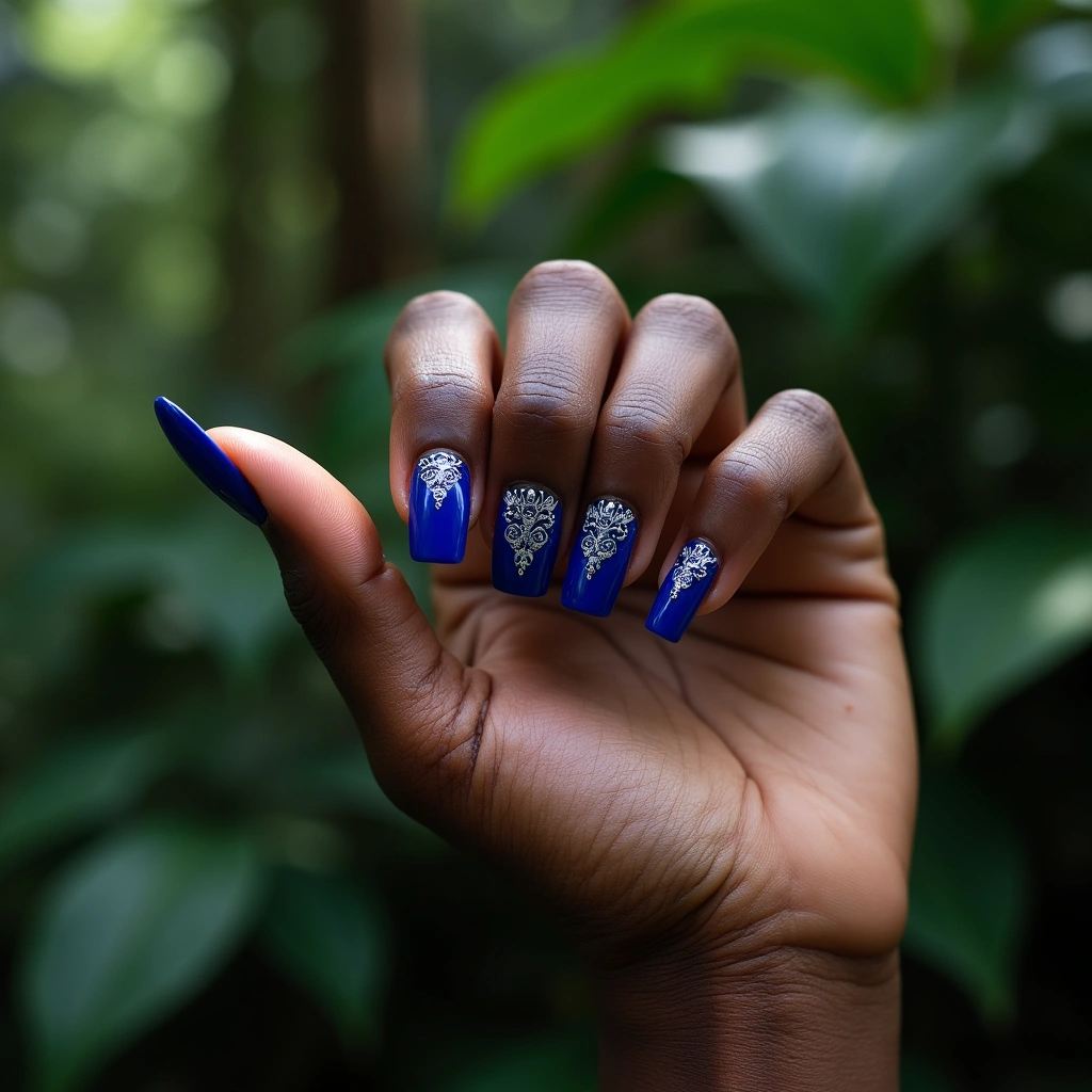 Regal Blue And Silver Filigree