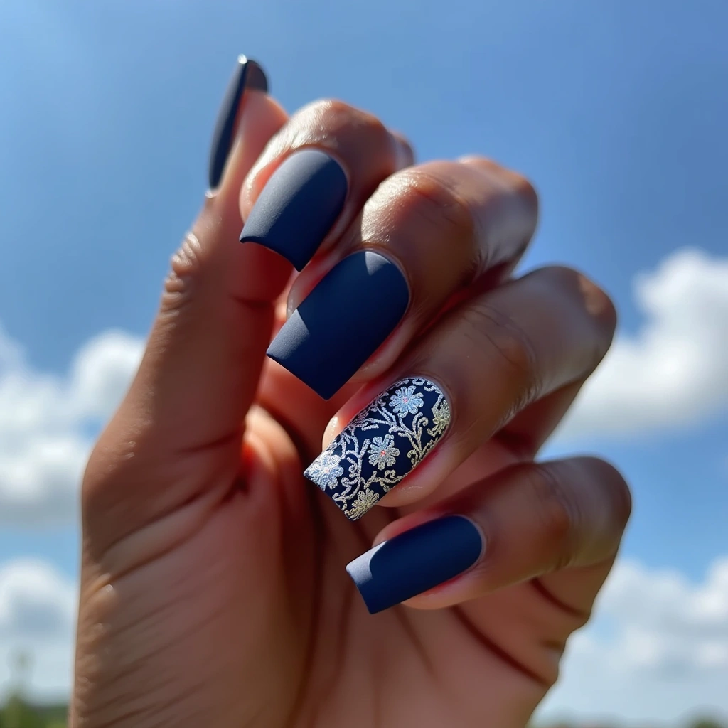 Navy Elegance Blue And Silver
