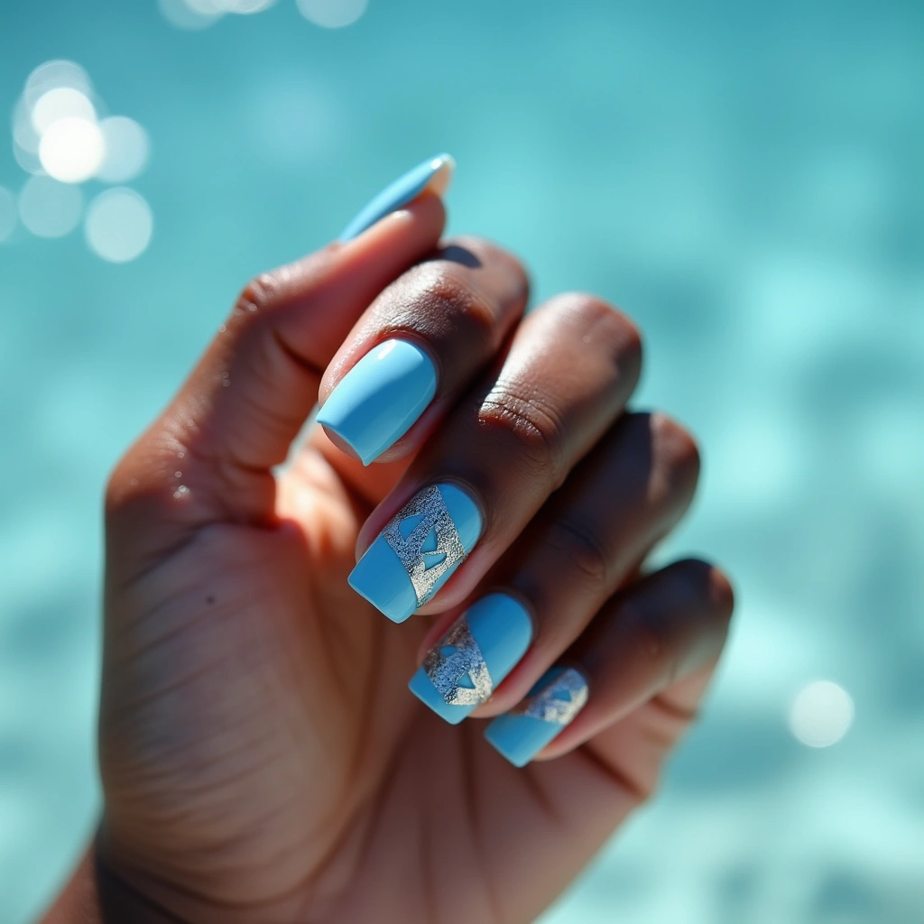 Contemporary Powder Blue And Silver