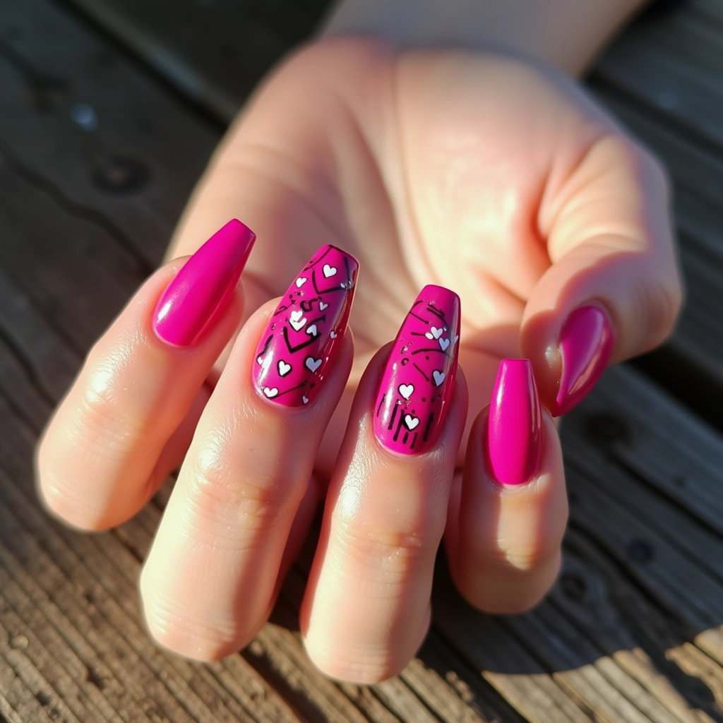 Hot Pink Heart Geometry