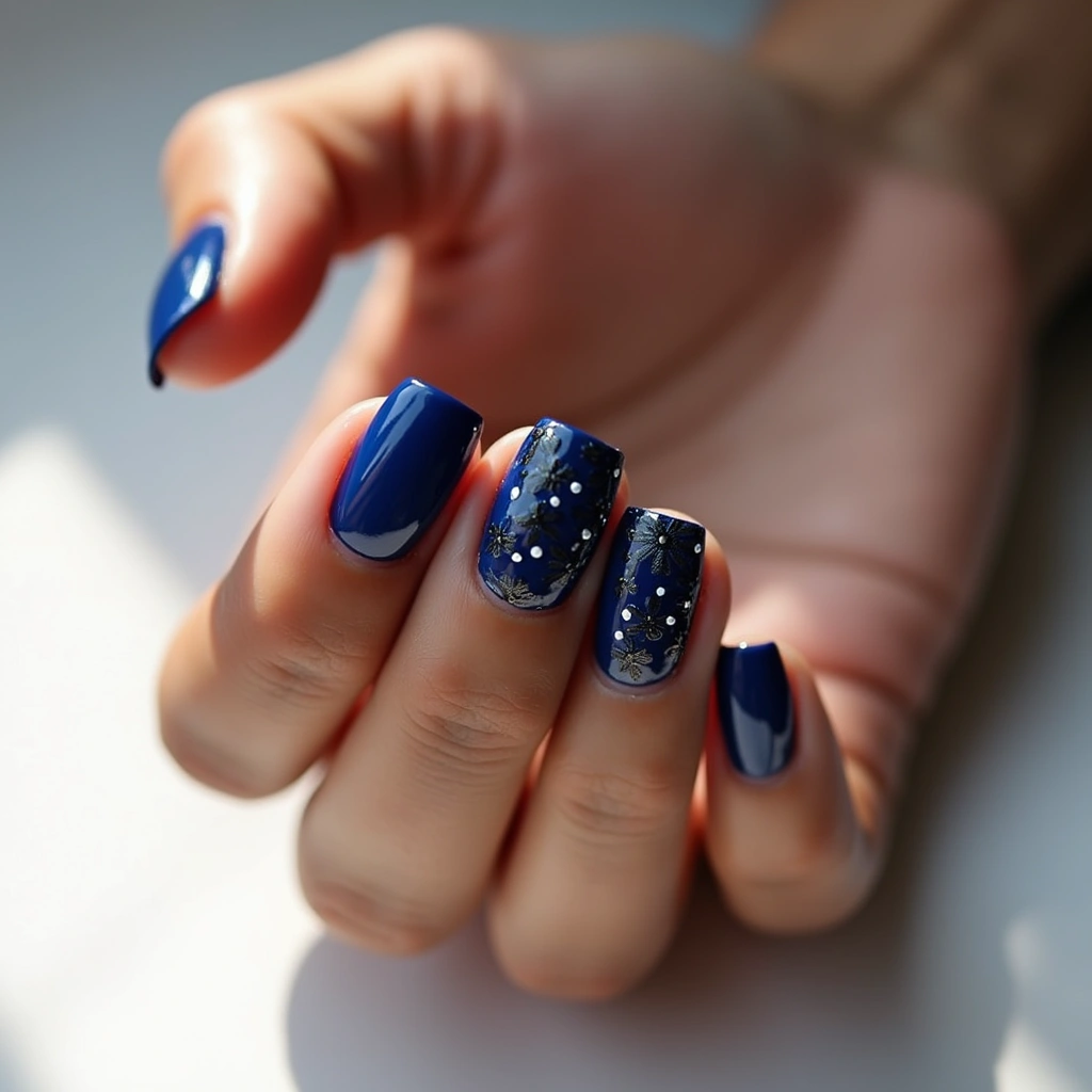 Floral Fantasy Blue And Black
