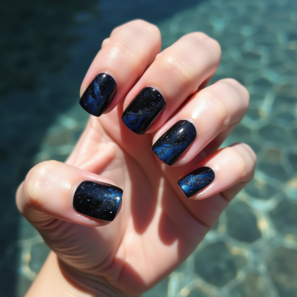 Swirling Sky Blue And Black
