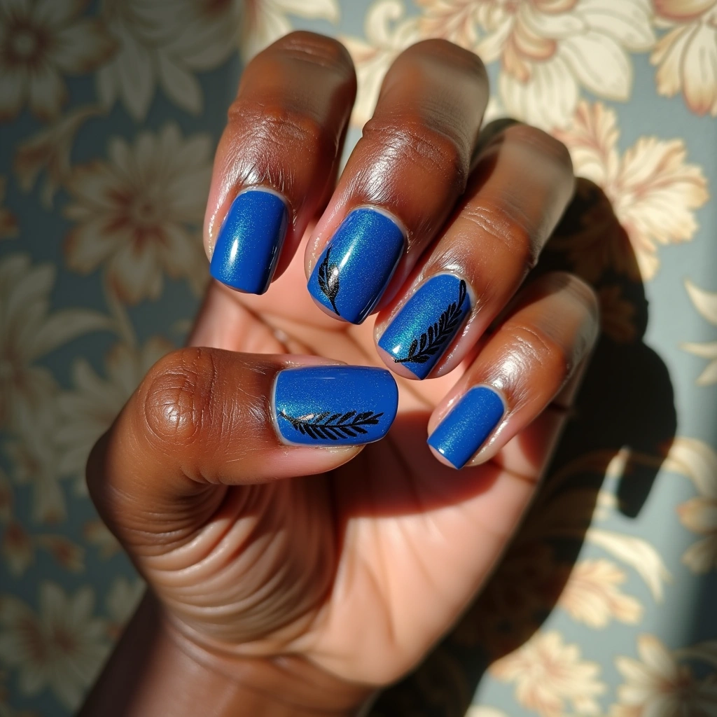 Boho Feather Blue And Black