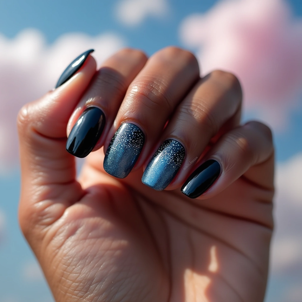 Ombre Sparkle Blue And Black