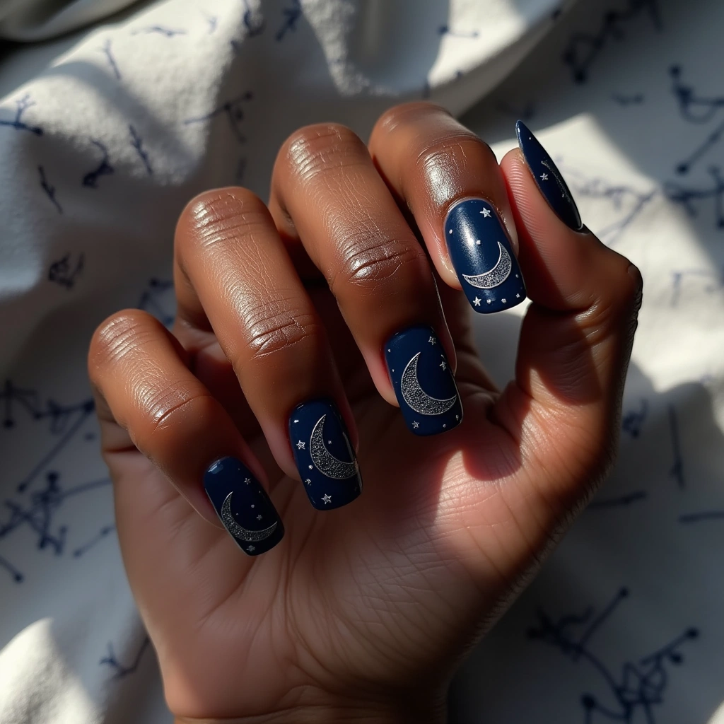 Navy Silk Moonlit