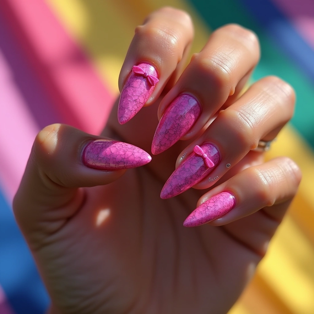 Magenta Glass Pink Bow