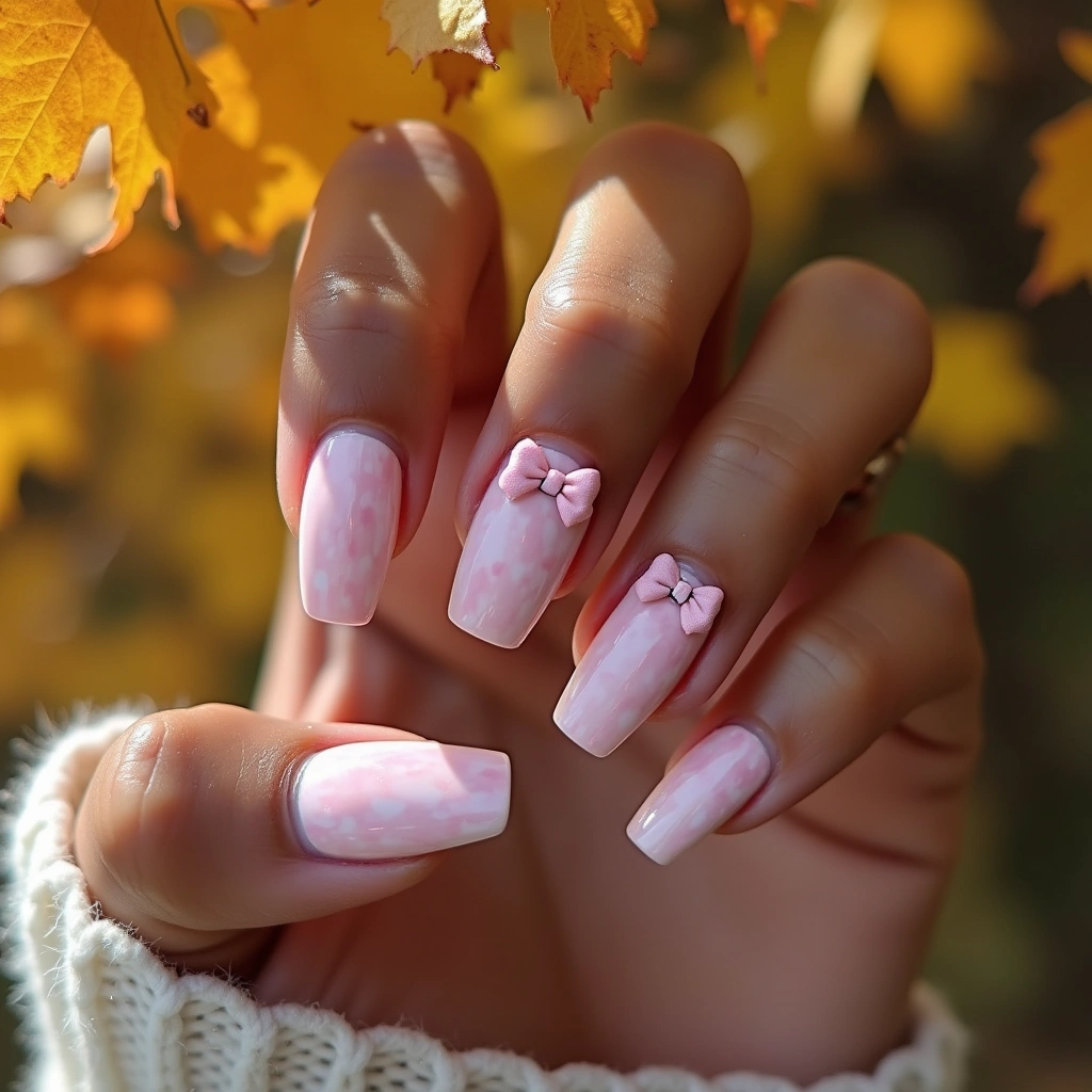Marble Pink Bow Elegance