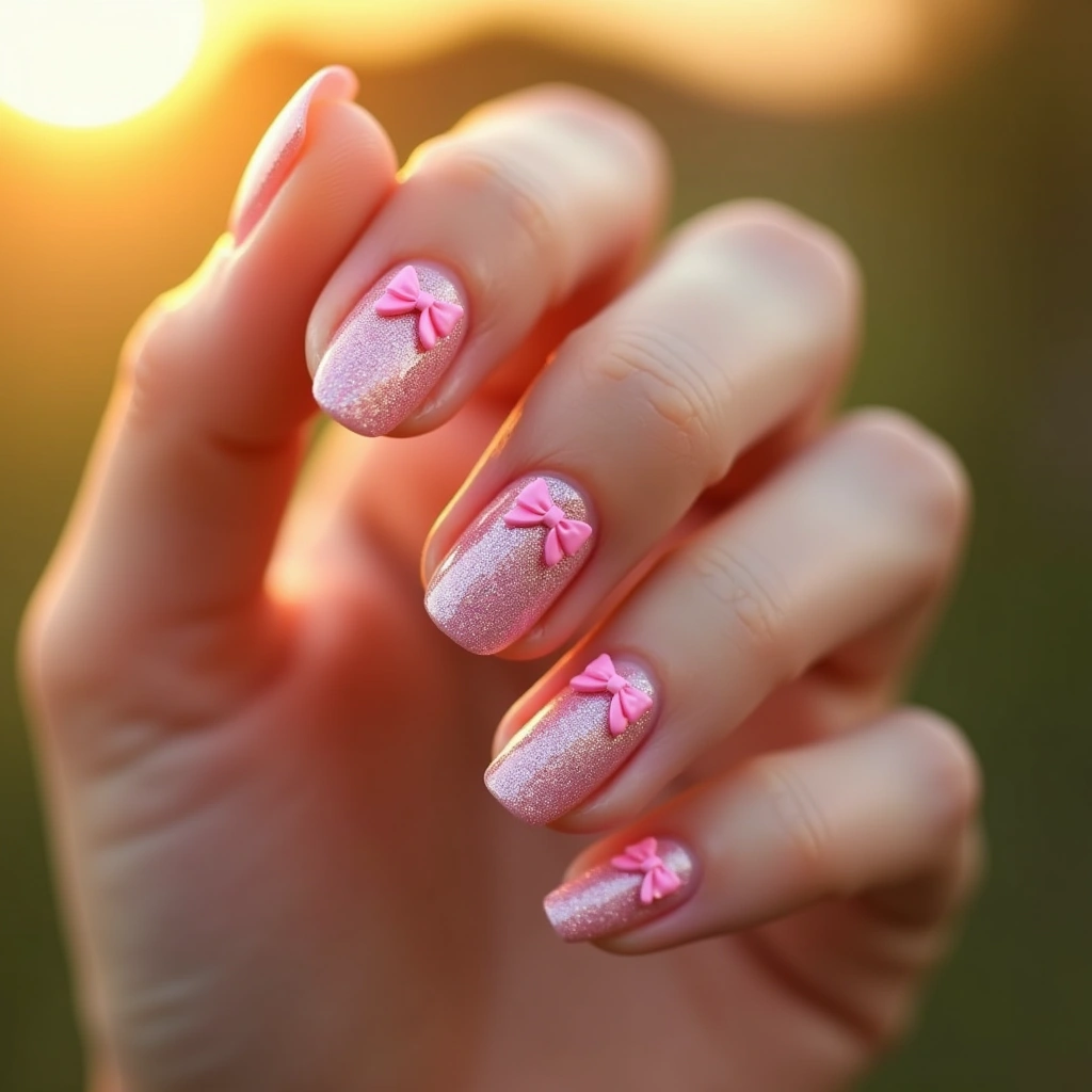 Pastel Glitter Pink Bow