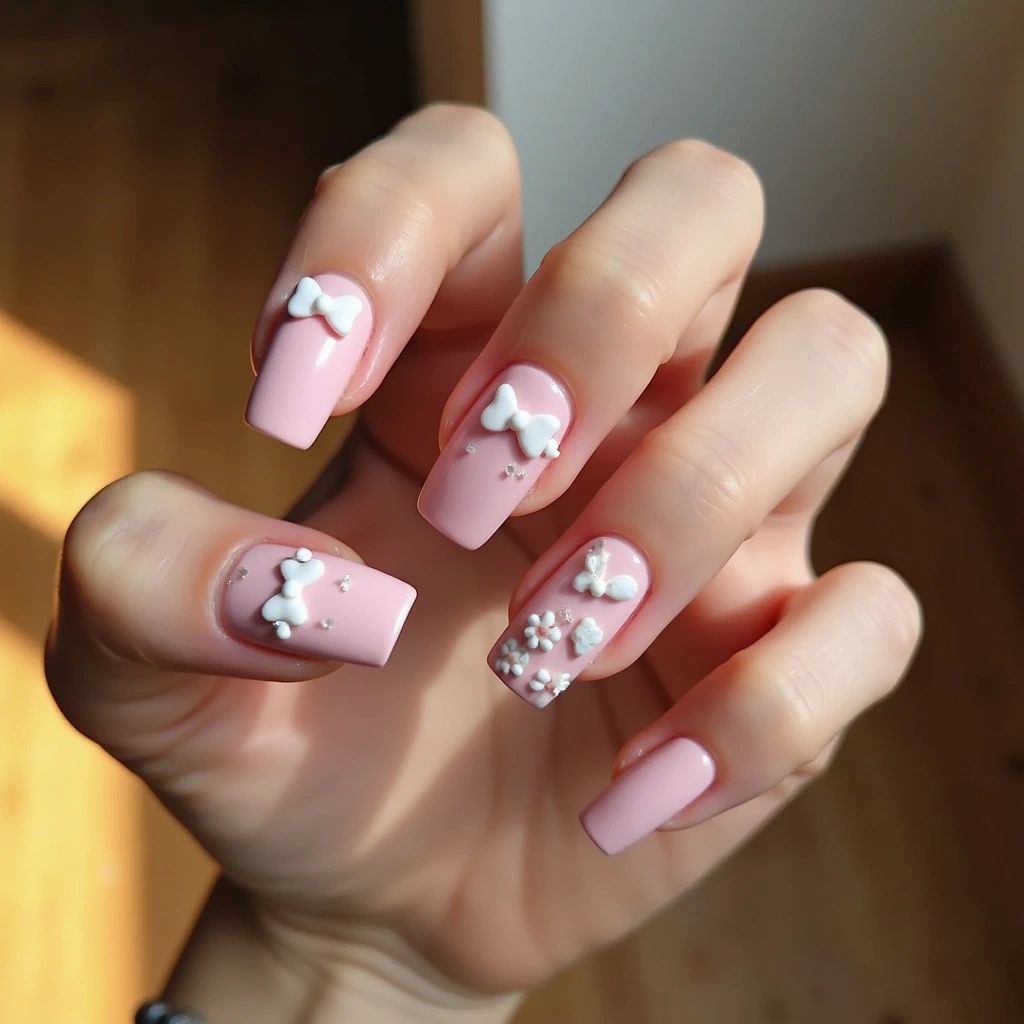 Romantic Floral Pink Bow