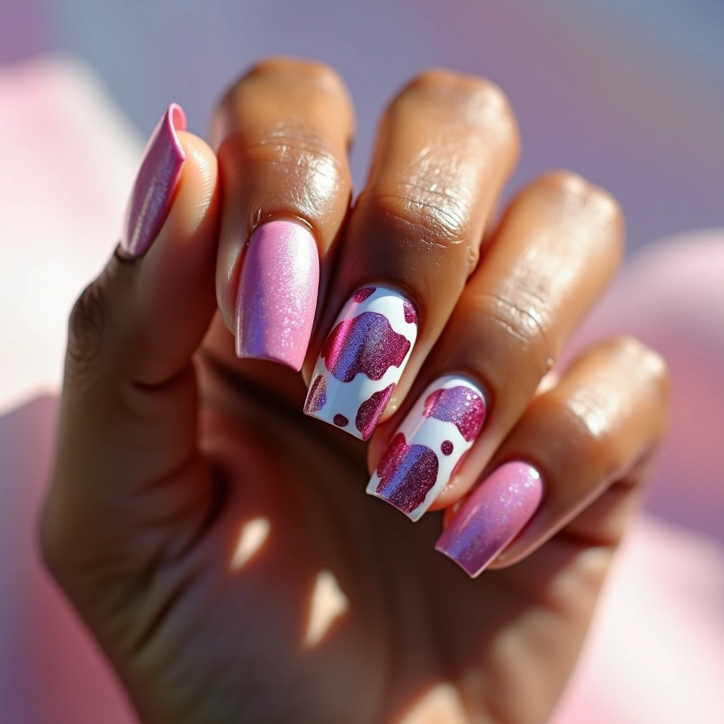 Metallic Pink Cow Sparkle
