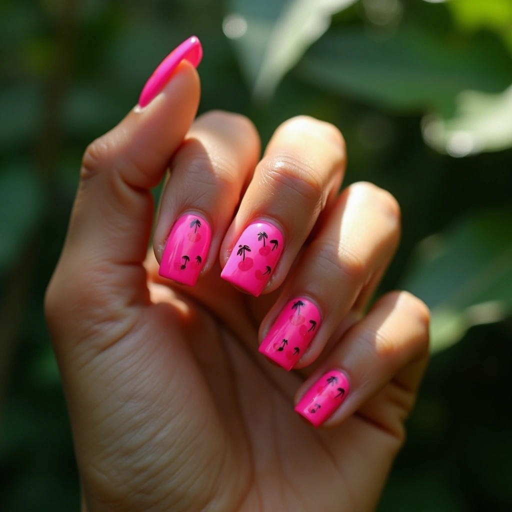 Retro Neon Pink Cherries