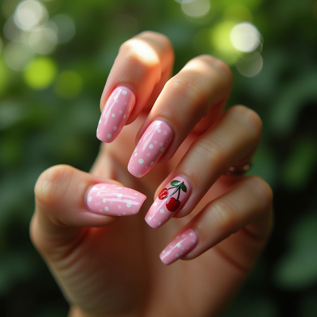 Candy Pink Cherry Polka