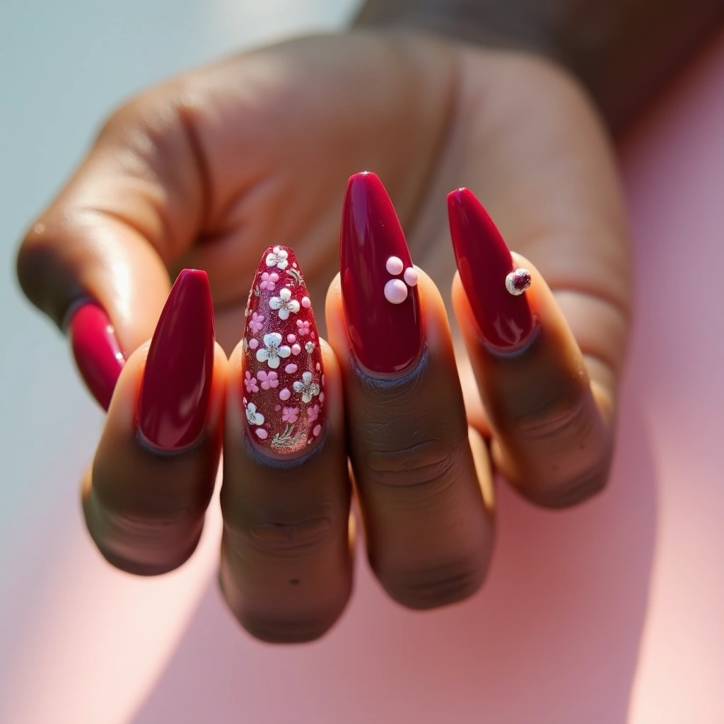 Cherry Red Floral Accents