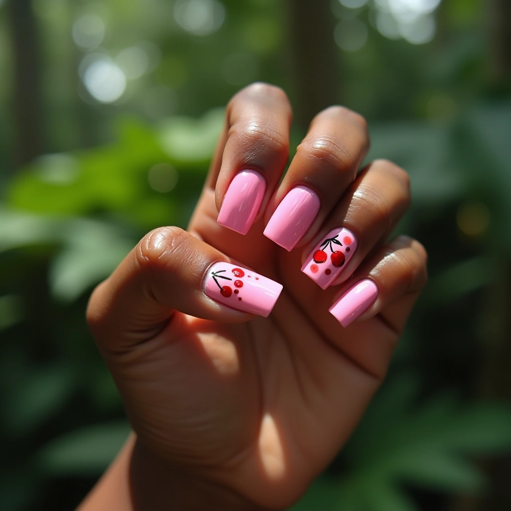 Fun Pink Cherry Polka