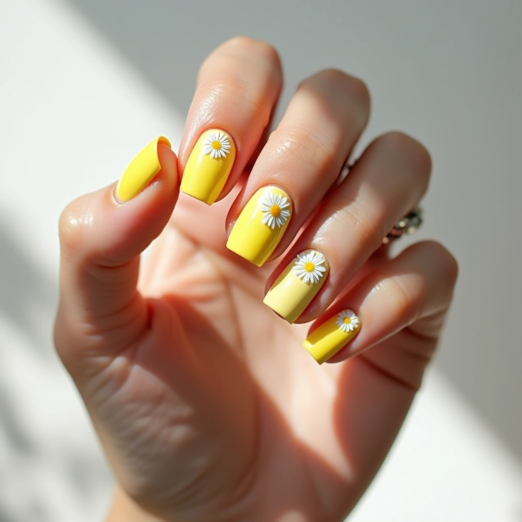 Daisies on Yellow Ombre