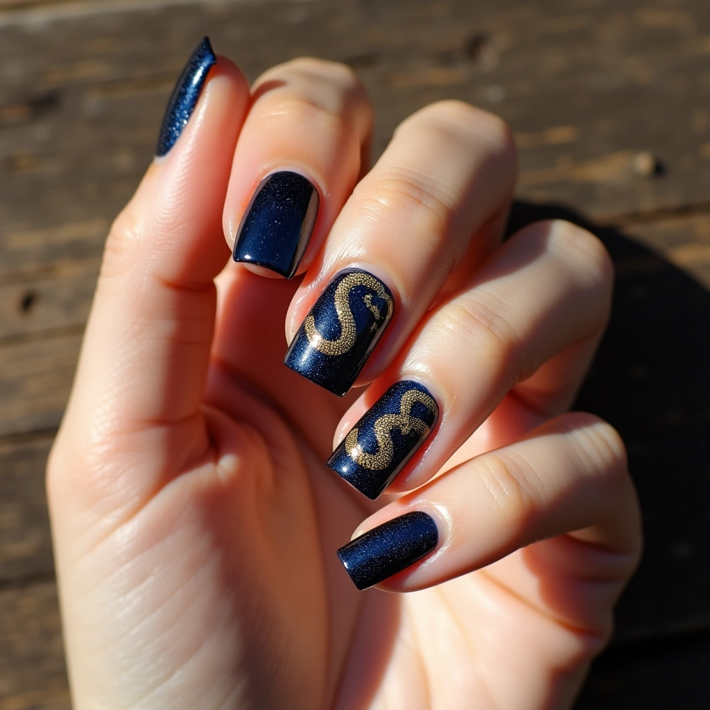 Navy Blue Coiling Serpent