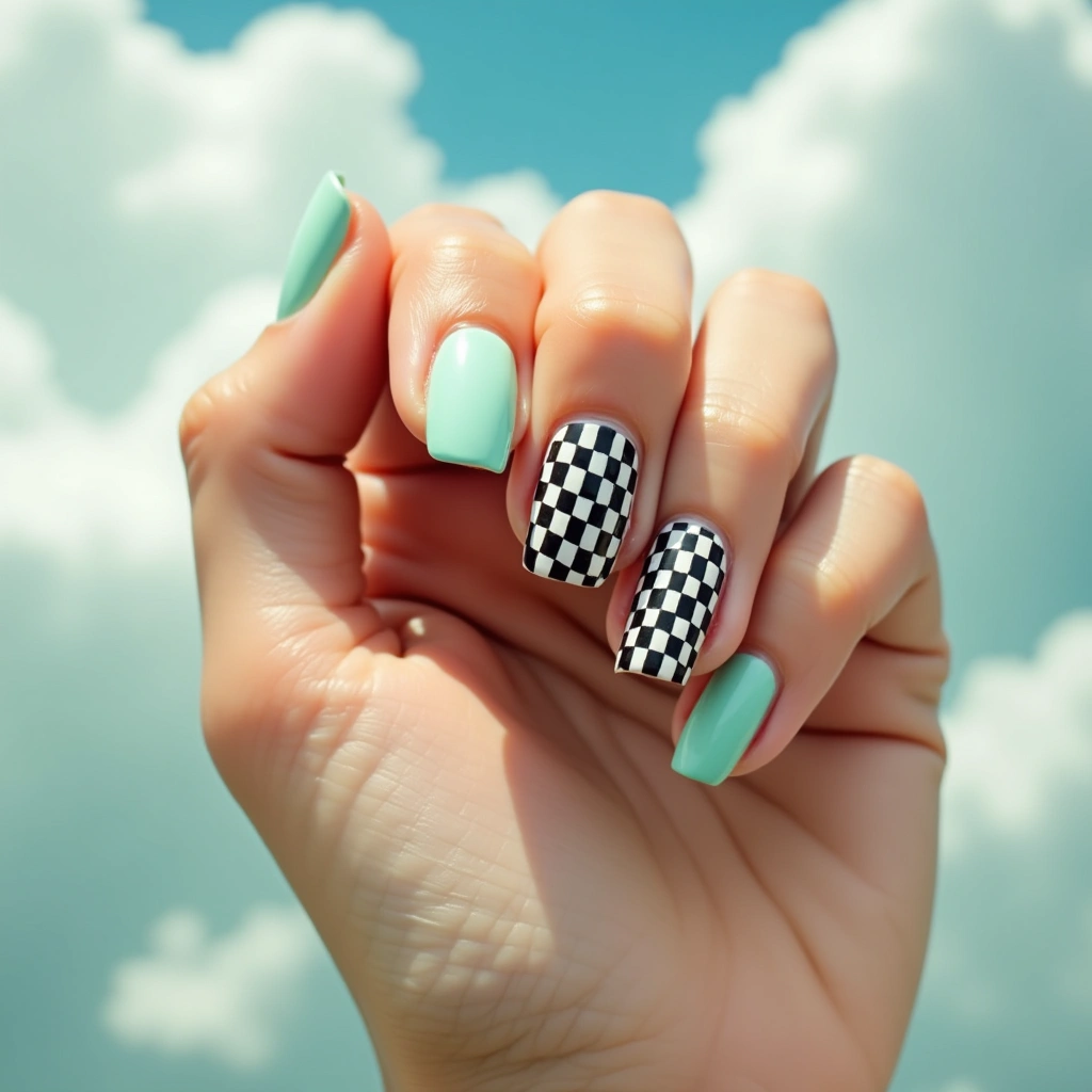Retro Mint Checkerboard