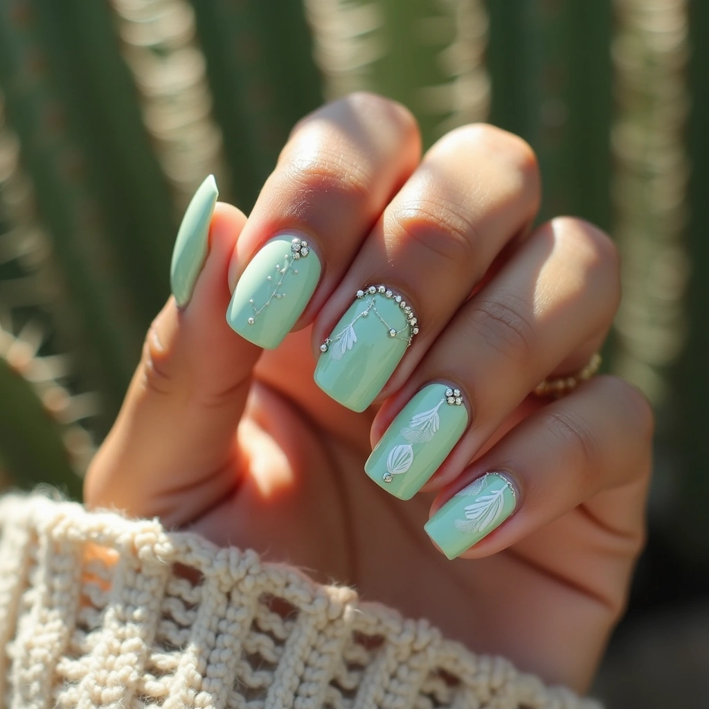 Bohemian Mint Feathers