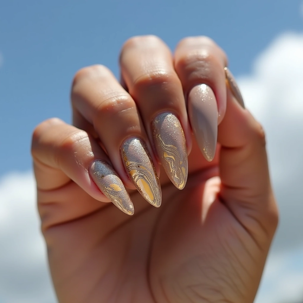 Luxurious Nude Brown Marbling