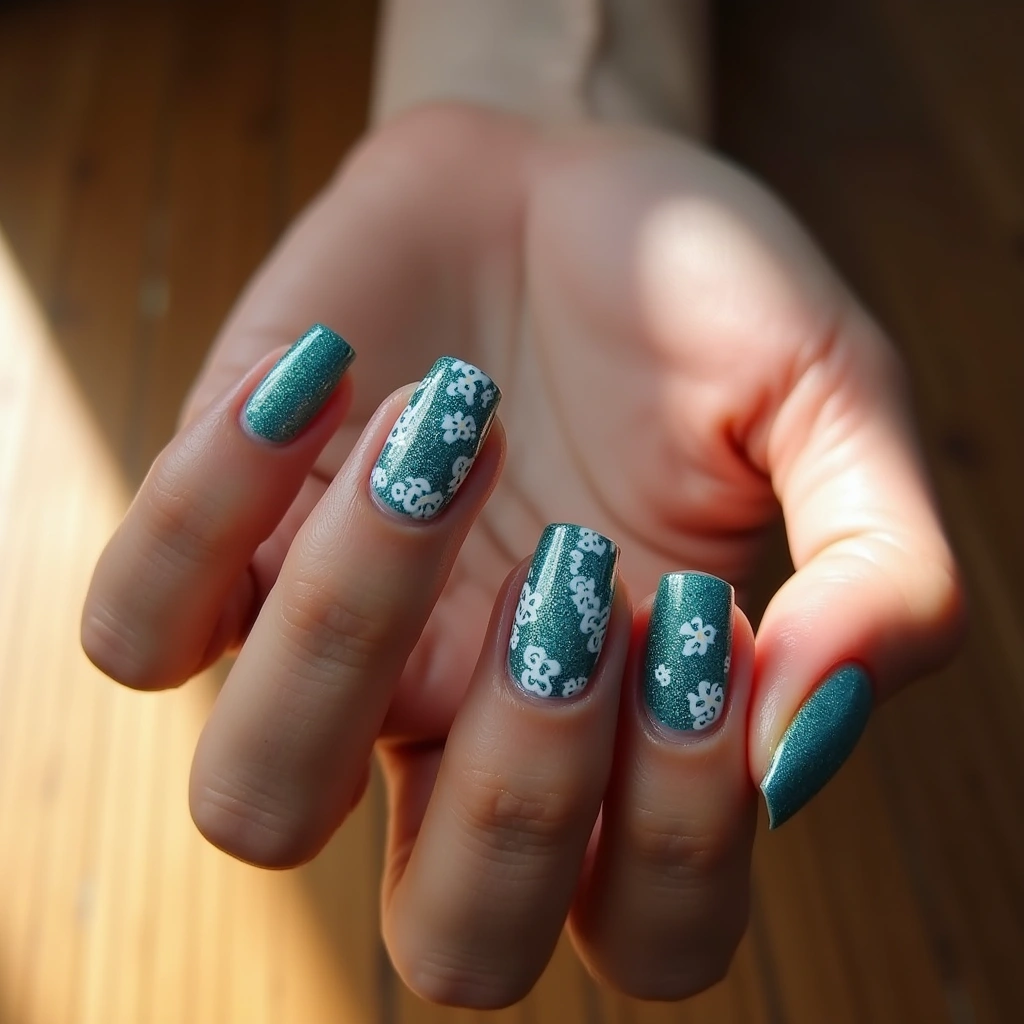 Teal Floral Sparkle