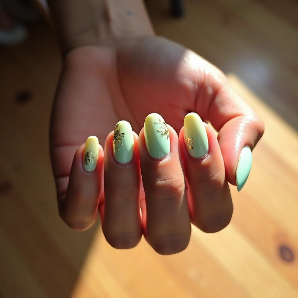 Mint-Yellow Acrylic Ombre Chic