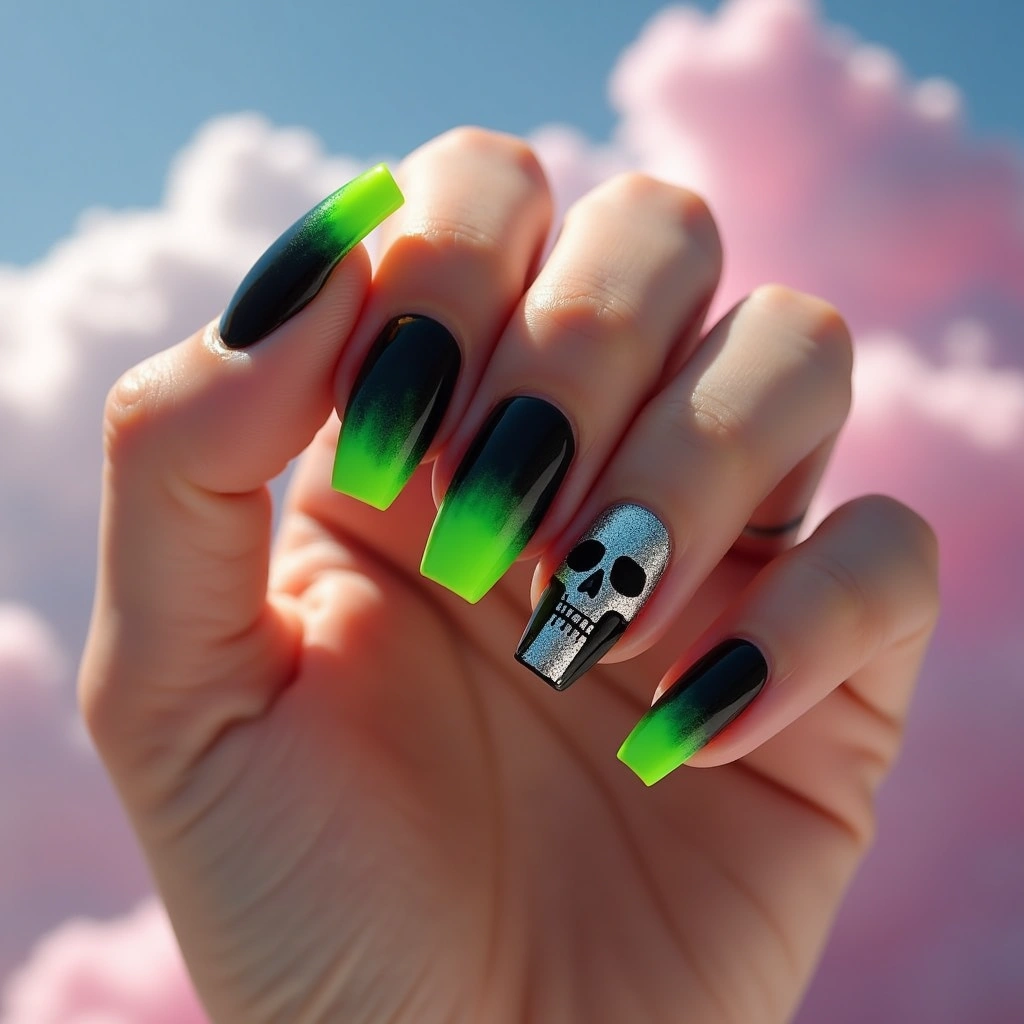 Edgy Acrylic Ombre Skull