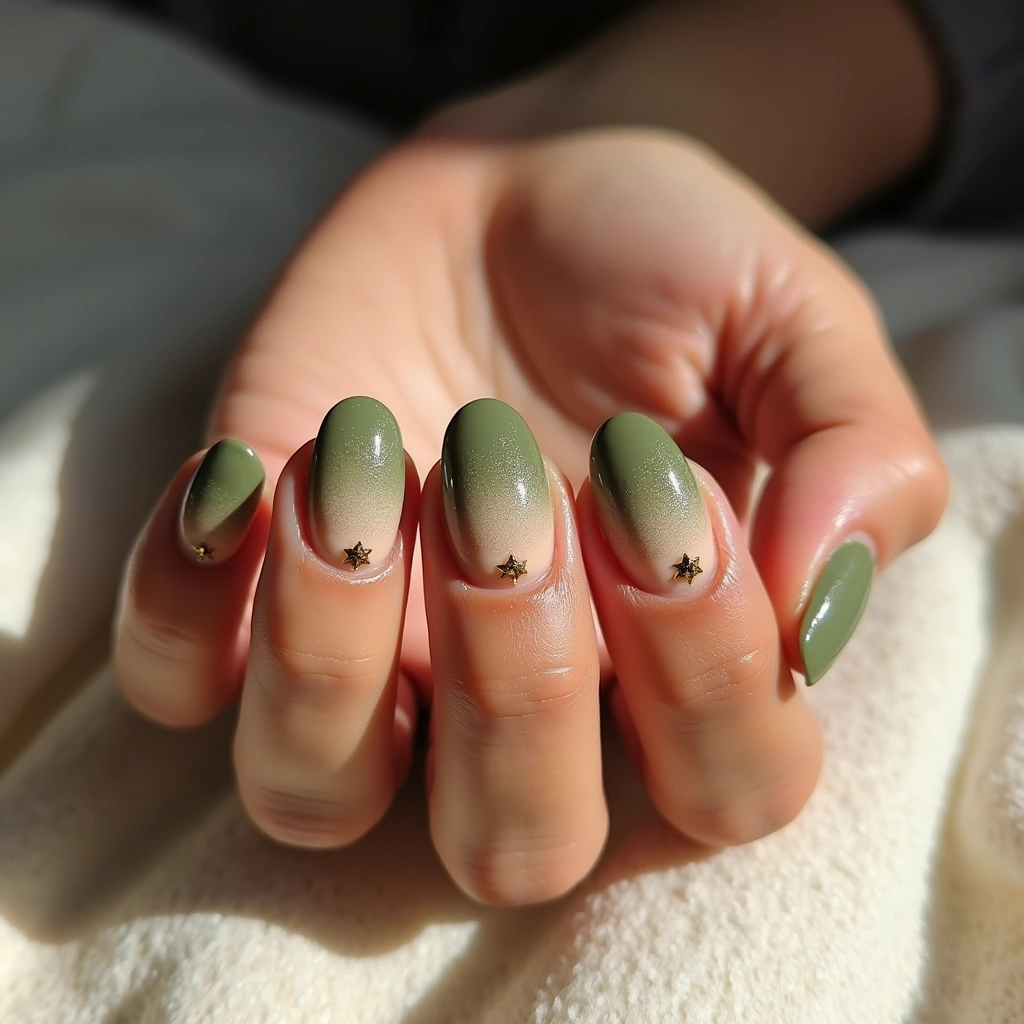 Olive Acrylic Ombre Geometry