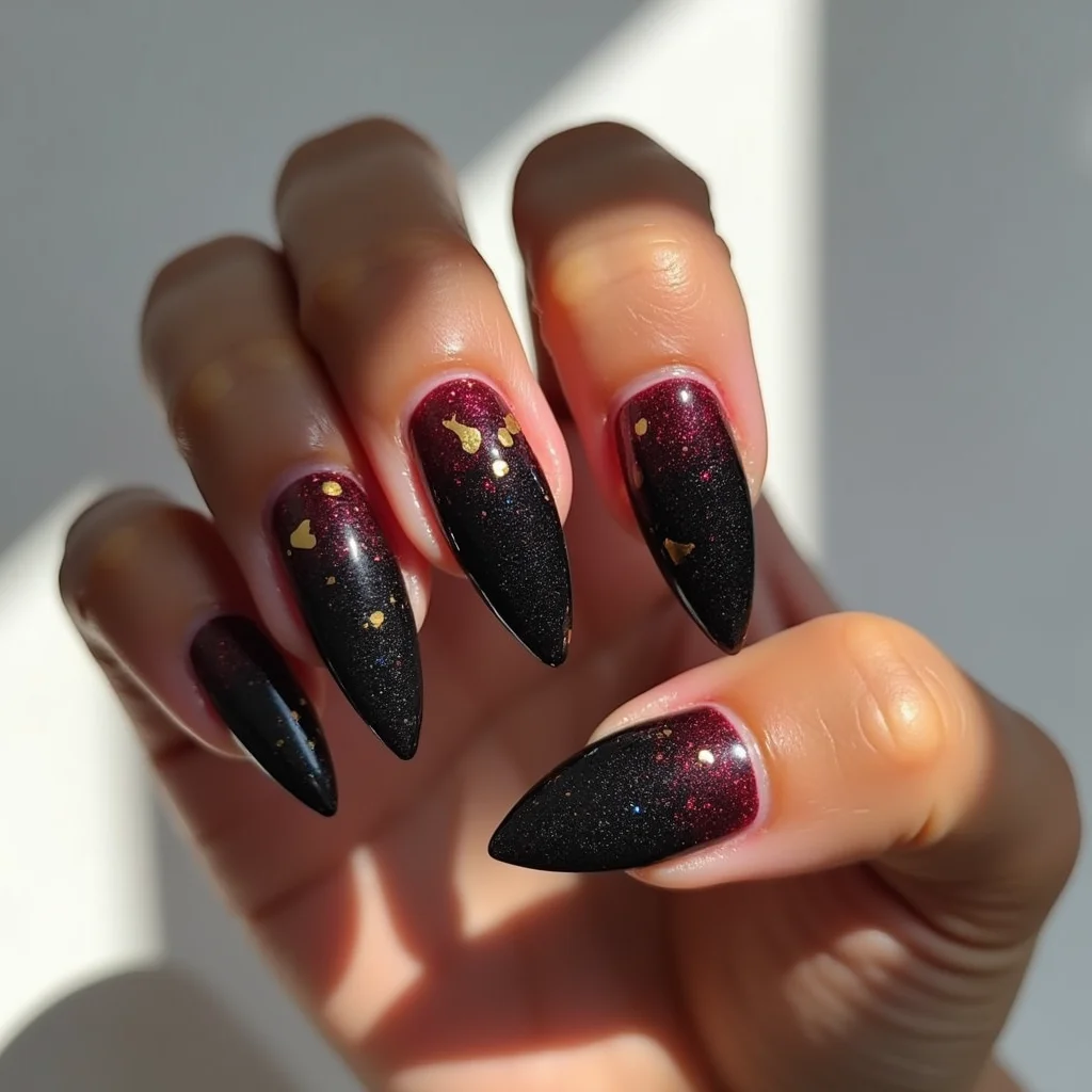 Black Glitter Burgundy