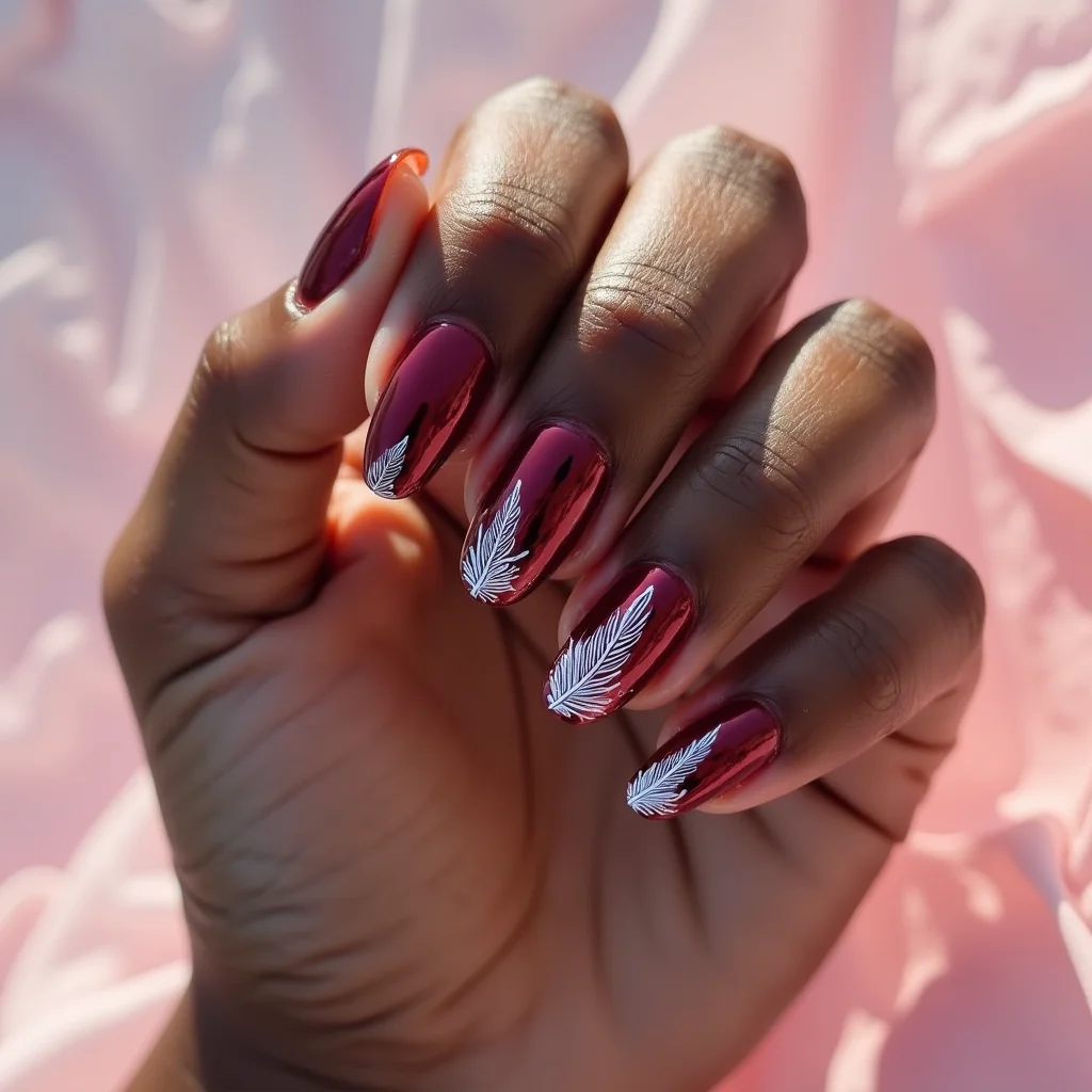 Ethereal Burgundy Chrome Feathers