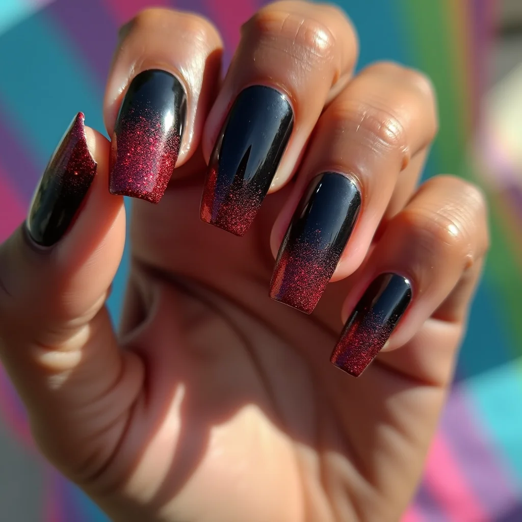 Black And Red Ombre Glitter