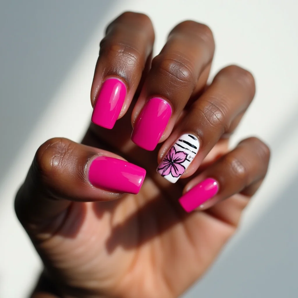 Fuchsia Pink Square Stripes
