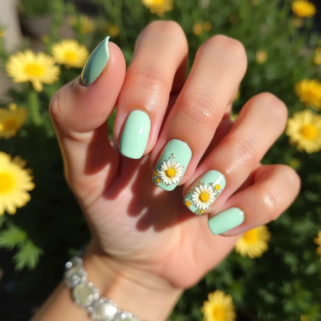 Minty Color Daisies