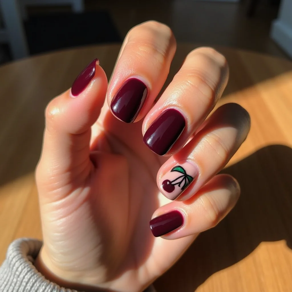 Burgundy Black Cherry Motif