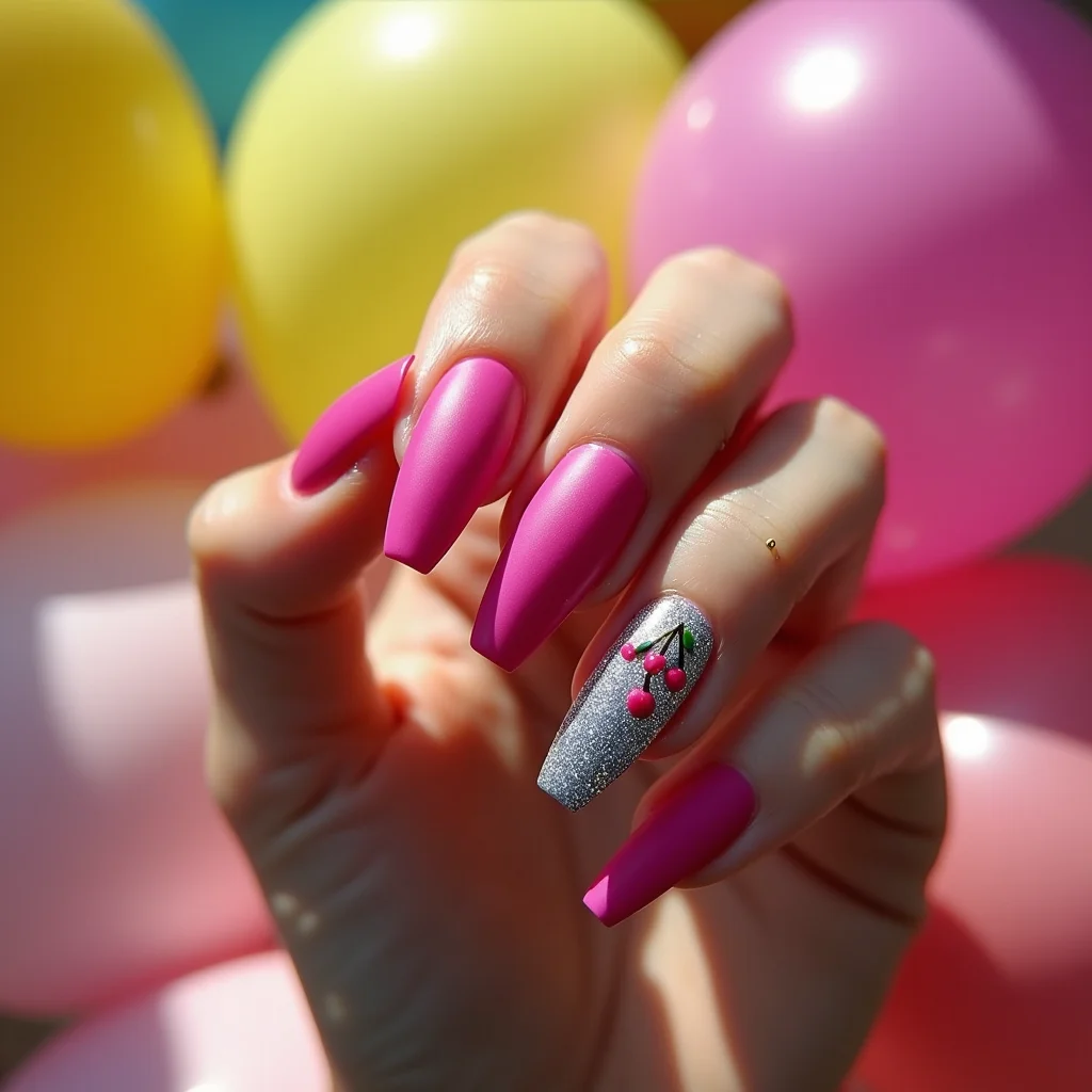 Chic Fuchsia Cherry Glitter