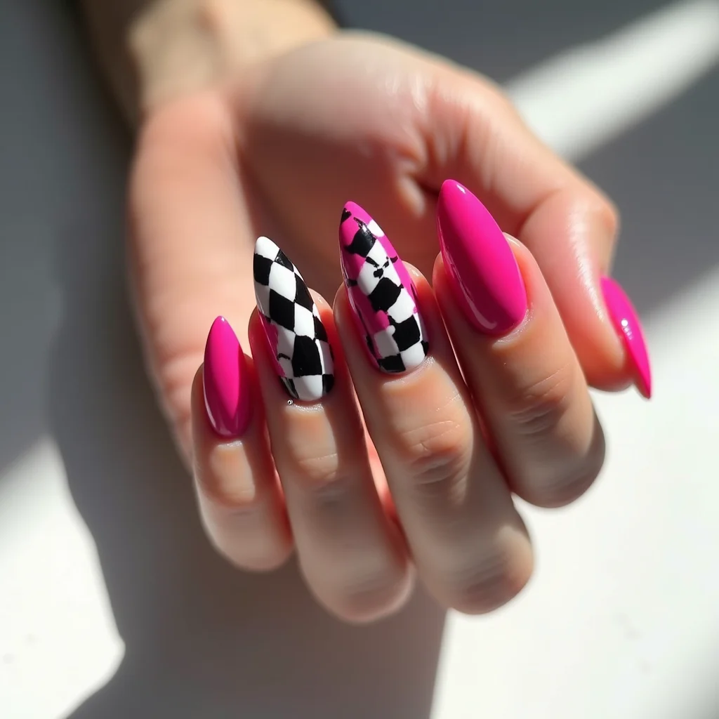 Retro Checkerboard Pink Stiletto