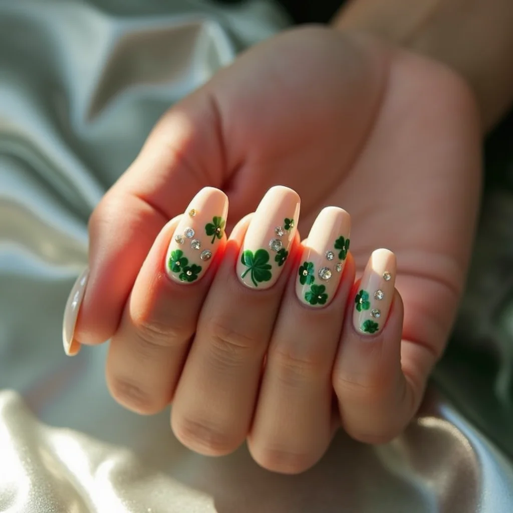 Sparkling Beige Shamrocks