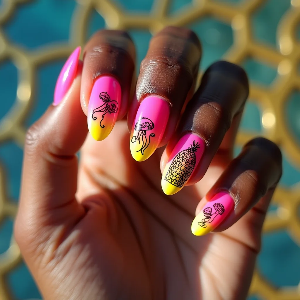 Neon Jellyfish and Pineapple