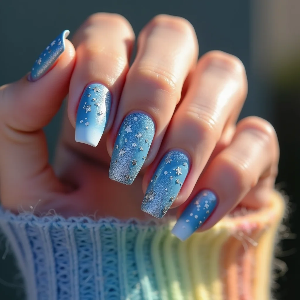 Falling Snow Ice Blue