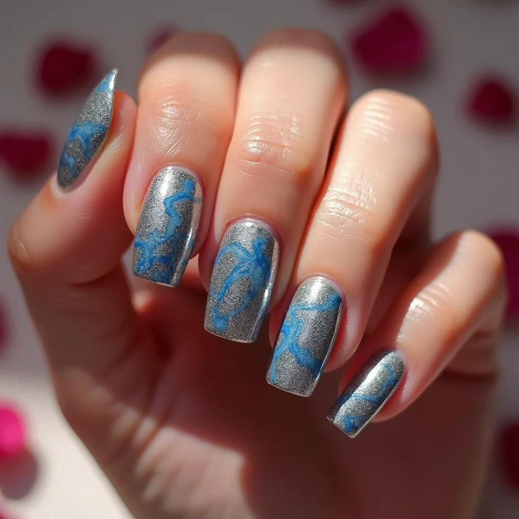 Artistic Blue And Silver Swirls