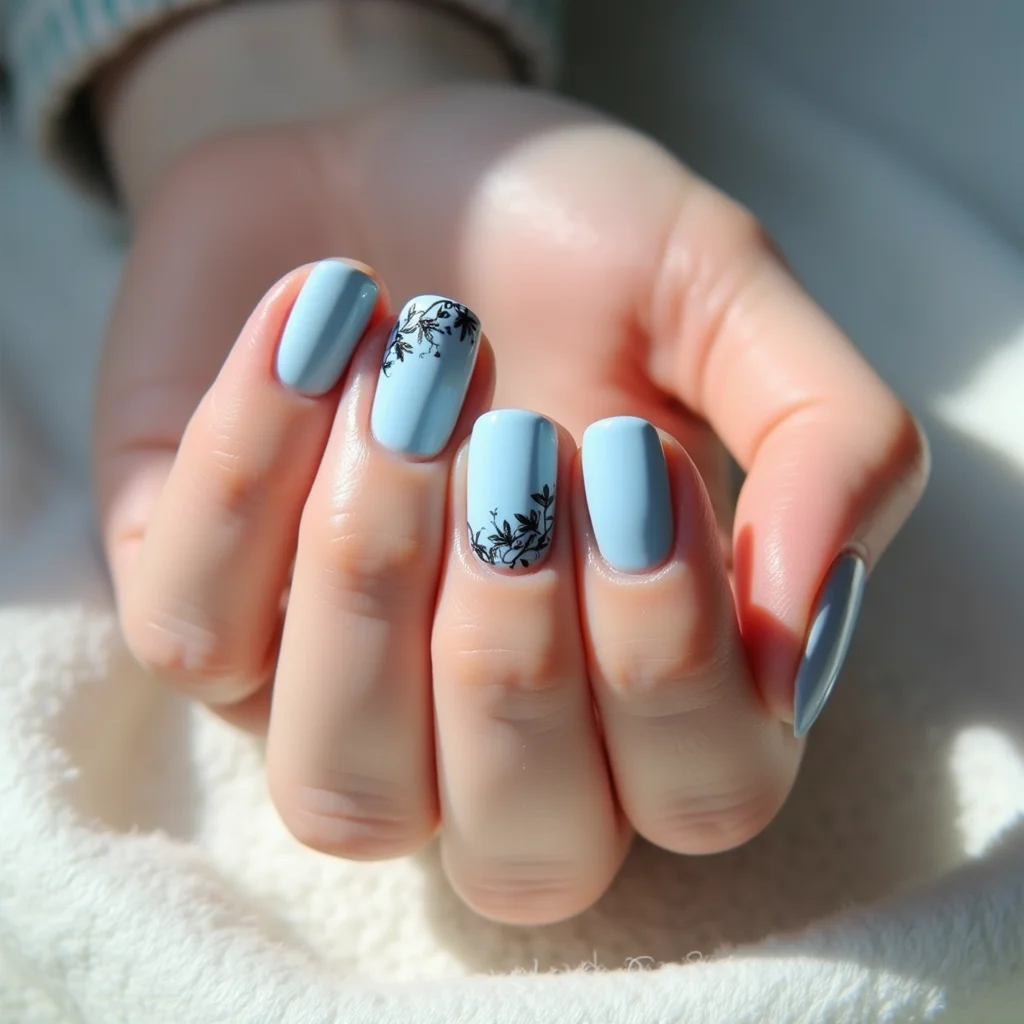 Romantic Floral Blue And Black