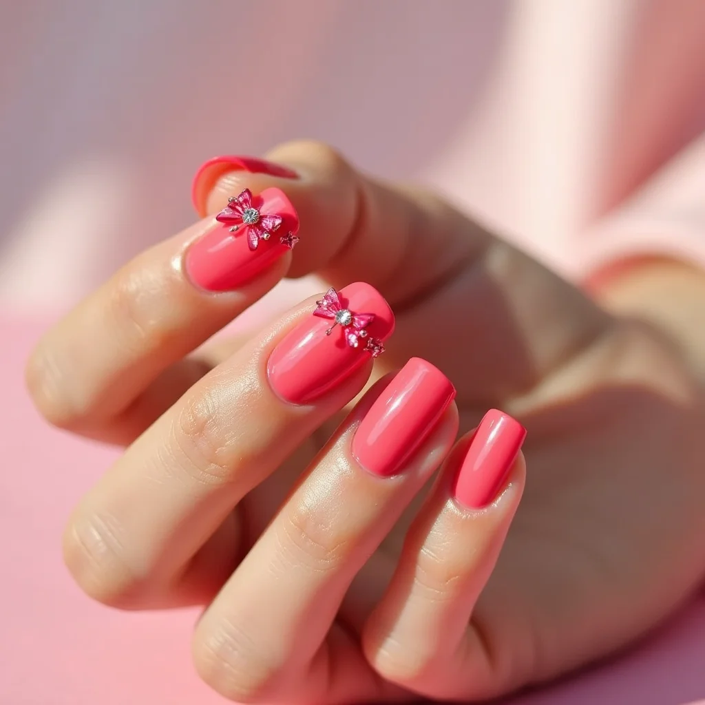  Watermelon Rhinestone Pink Bow