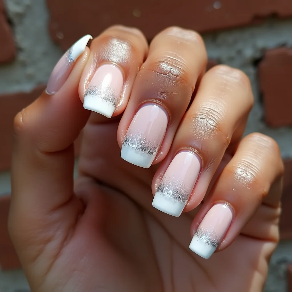Silver Glitter Fade Milky White