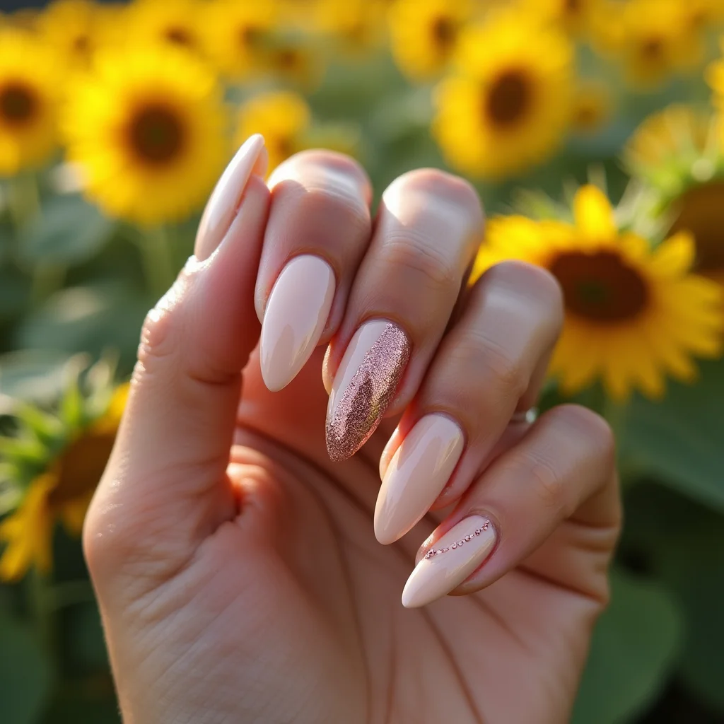 Chic Stripe Nude With Glitter