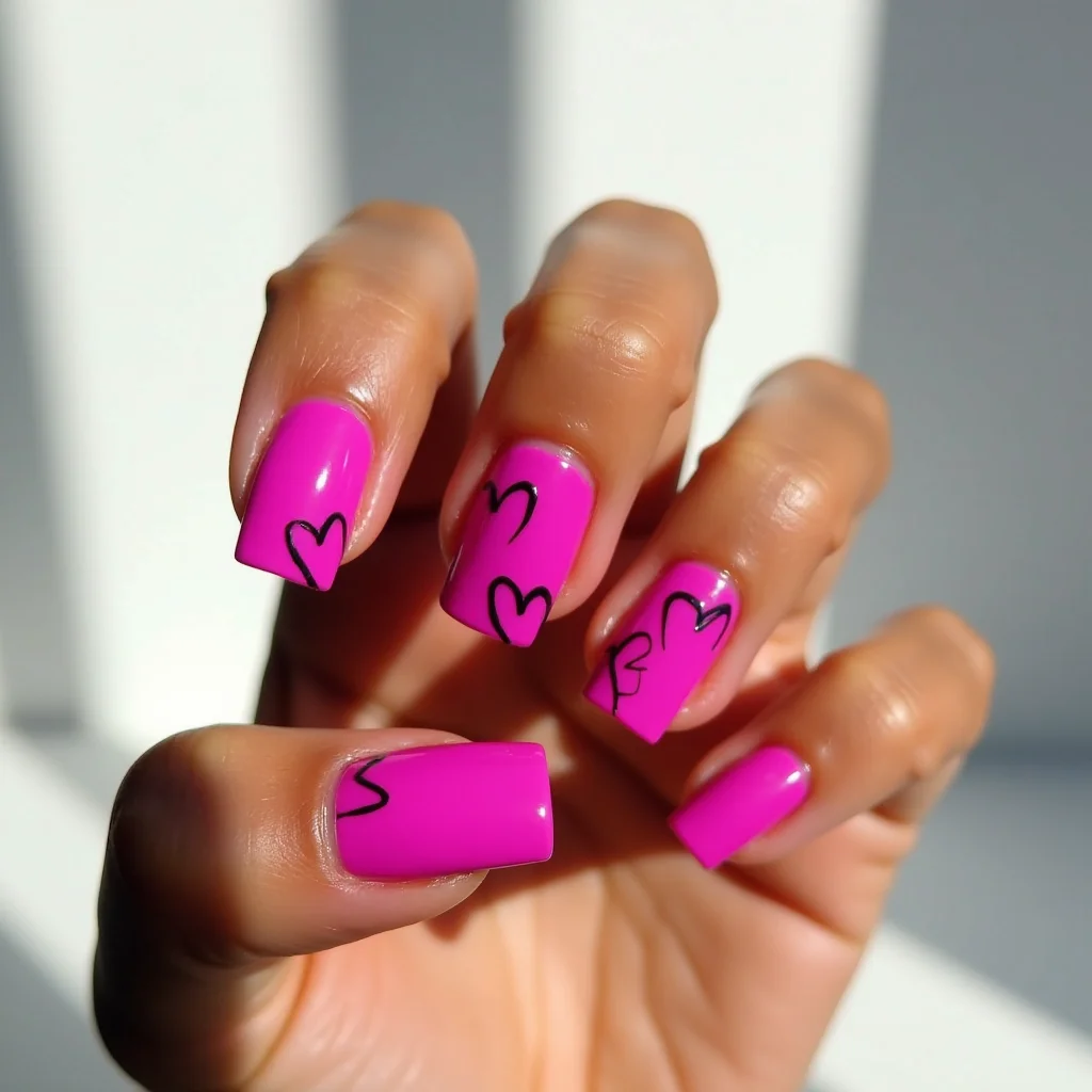  Magenta Heart Outline Twist